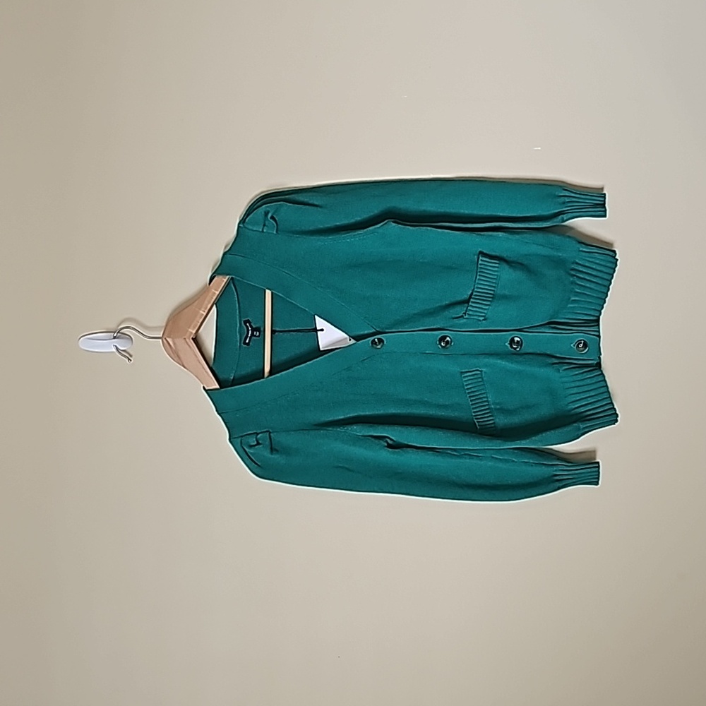 Target Who What Wear Christmas Green Buttondown Cardigan Short Junior Sz XS NWT